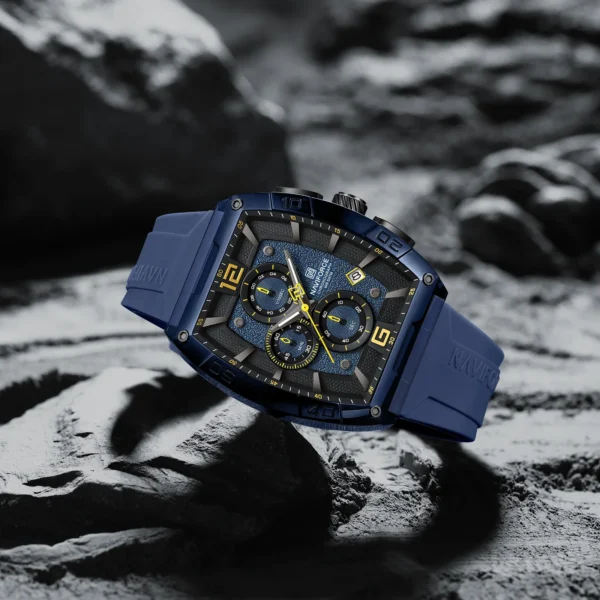 NAVIFORCE 6101 Casual Men's Quartz Watch Tonneau Dial Luminous Waterproof Silicone Strap Outdoor Sports Fashion Watches for Man - Image 3