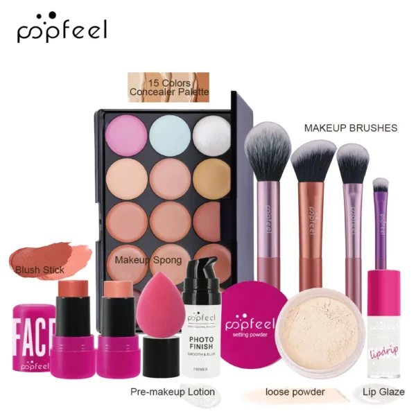 POPFEEL All In One Makeup Kit Eyeshadow Powder Lipgloss Lipoil,Valentine's Day Gift for Girls Women - Image 2