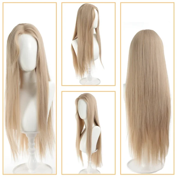 Synthetic wig linen long straight hair with bangs long curly hair ponytail extensions dirty braids Halloween Christmas gifts - Image 4