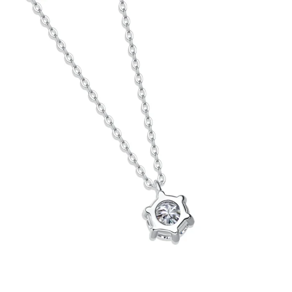 925 Sterling Silver Moissanite Classic 6 Prong Pendant Necklace Decoration High Fashion Wedding Anniversary Gift for Couple - Image 5