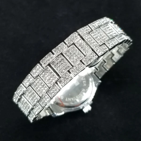 Elegant Full Diamond Female Watches Fashion Silver Round Stainless Steel Quartz Watch Iced Out Shiny Waterproof Gift for Women - Image 6