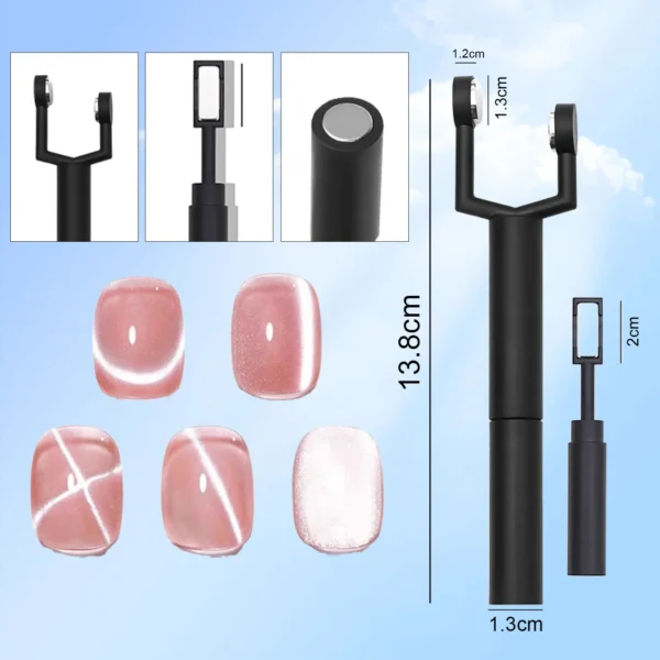 Nail Magnet Tool, Y Shape Nail Magnet Pens for Nail Cat Eye Double Head UV Gel Polish Nail Art Tool Effect Manicure Magnet Stick - Image 4