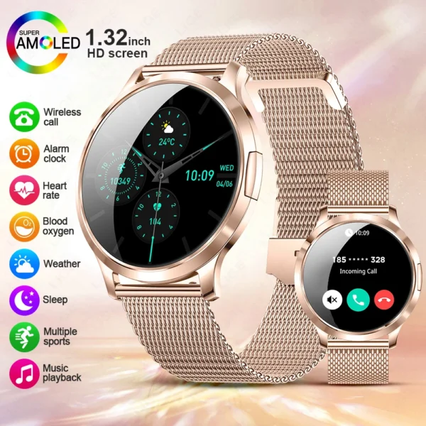 LIGE 2025 New Smart Watch For Women AMOLED Screen Watches IP68 Waterproof Heart Rate Monitor Ladies Smartwatch For Huawei Xiaomi