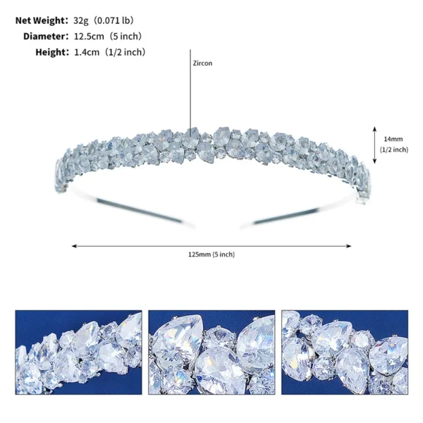 Fashion Zircon Headbands for Women Bridal Wedding Hair Accessories Silver Color Hairband Luxury Hair Jewelry Party Headpiece - Image 6