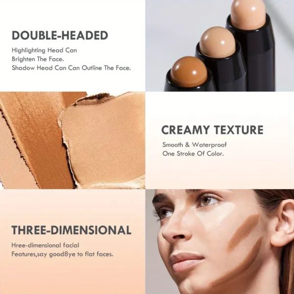 Double Head Highlight Pen Face Make Up Liquid Waterproof Contouring Foundation Contour Makeup Concealer Stick Pencil Cosmetics - Image 5