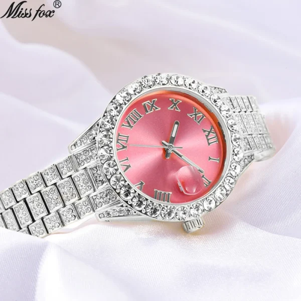 MISSFOX Pink Women Watches Luxury Small Face Elegant Quartz Watch For Ladies Icy Look Party Jewelry Mini Babe So Cute Arm Clock - Image 5