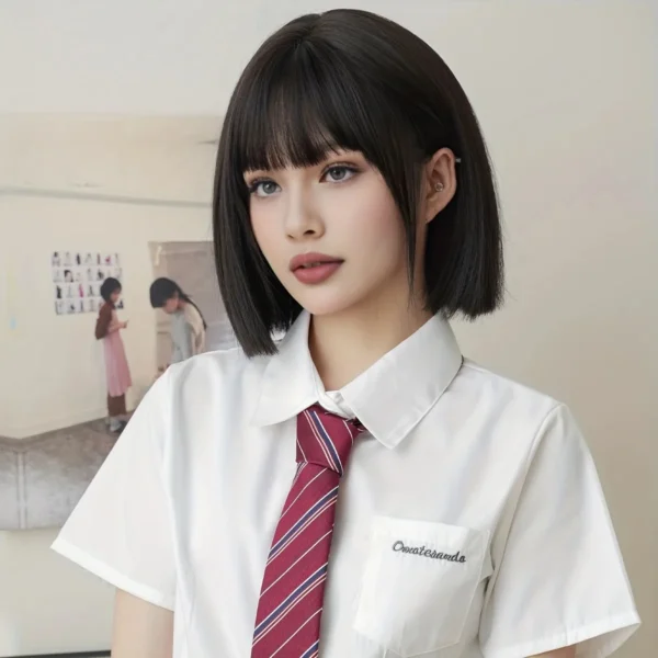 New synthetic wig female short hair refreshing personality high temperature silk holiday party daily complete full head cover - Image 4