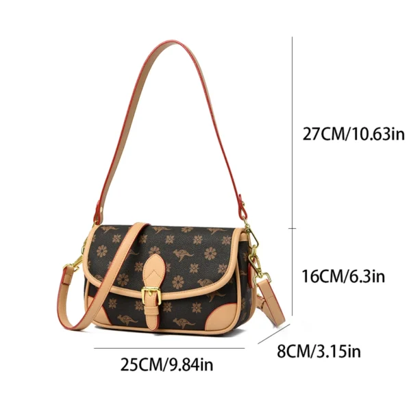Women Quality Soft Leather Shoulder Bag Vintage Print Designer Crossbody Bag Ladies Handbags Small Purses Messenger Commuter Sac - Image 4
