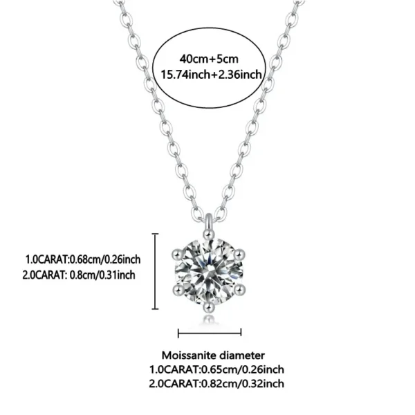 925 Sterling Silver Moissanite Classic 6 Prong Pendant Necklace Decoration High Fashion Wedding Anniversary Gift for Couple - Image 6