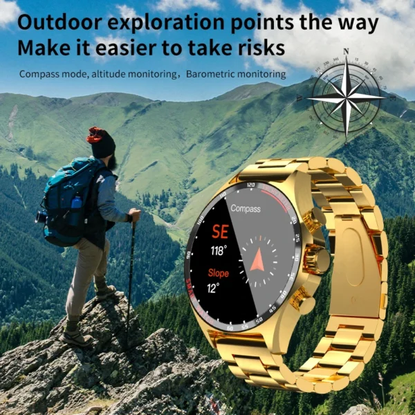LIGE New GPS Smart Watch Men Outdoor Compass Sport Fitness Bracelet Bluetooth Call Clock Waterproof NFC Steel Smartwatch For Men - Image 2