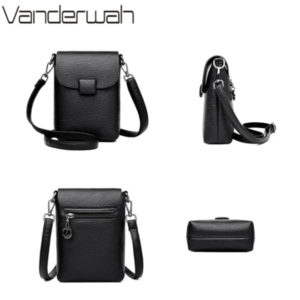 Small Phone Bag Flap Shoulder Bags For Women Soft Leather Solid Color Purse Luxury Designer Ladies Crossbody Bag Commuting Sac - Image 5