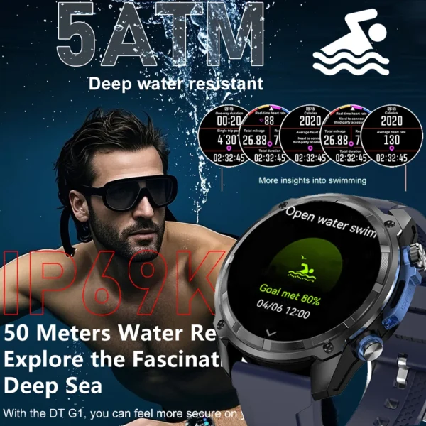 GPS Six Satellites Smart Watch Sport Men IP69K Waterproof Swim Trackr Bluetooth call 860Mah Smartwatch Woman Bracelet For Xiaomi - Image 5