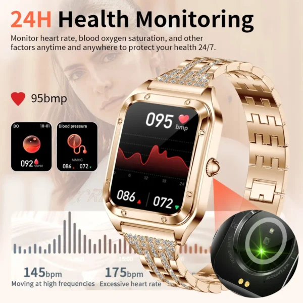 1.57Inch Top Luxury Smart Watch Women Bluetooth Call Blood Pressure Heart rate Sleep Health Monitor Smartwatch For Ladies Gift - Image 6