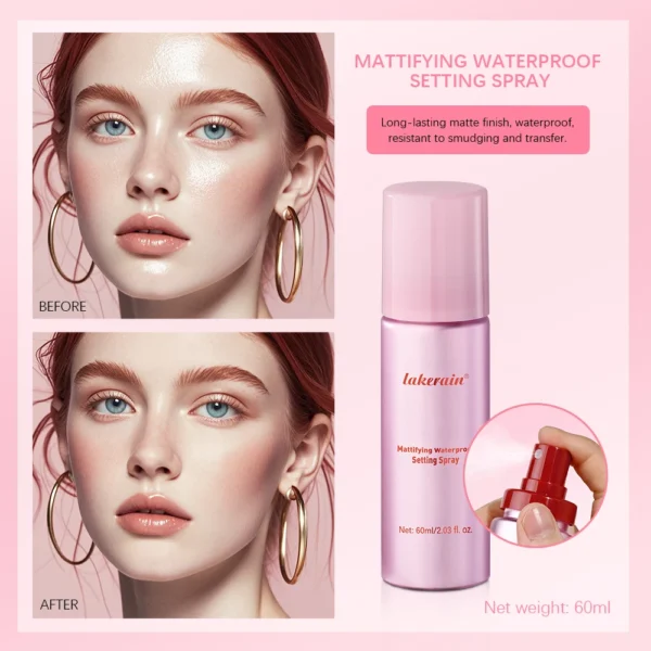 Long-Lasting Setting Spray Glossy Matte Base Makeup Oil Control Waterproof Moisturizing Make-up Fixer Spray for All Skin Style