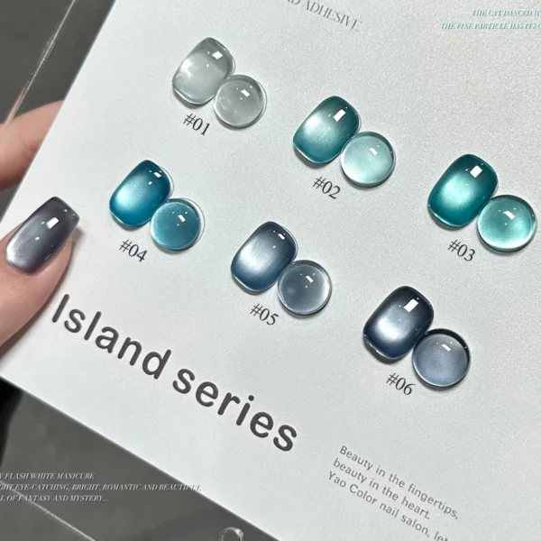 1-12pcs TC Summer Blue Glass Bead Cat Eye Gel Nail Polish Flash White Spar Nude Color Magnet Nail Art Gel Salon Christmas Nails - Image 2