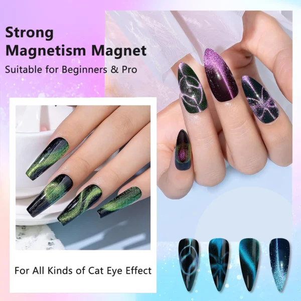 3 in 1 Nail Magnet Tool Strong Cat Eye Magnet for Nails Gel Polish,3 in 1 Cateye Magnetic Tool for Nail Art - Image 5
