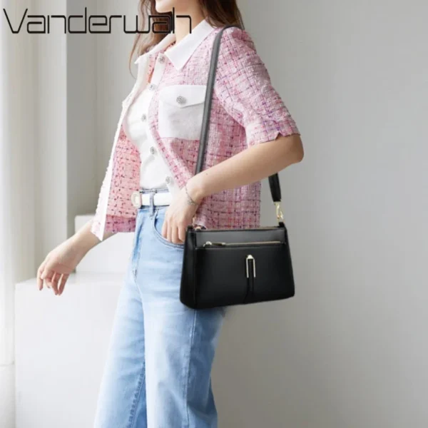 Women Solid Color Shoulder Bags Luxury Designer Purse Ladies Quality Leather Crossbody Bag Messenger Commuting Bolsos Bandolera - Image 3