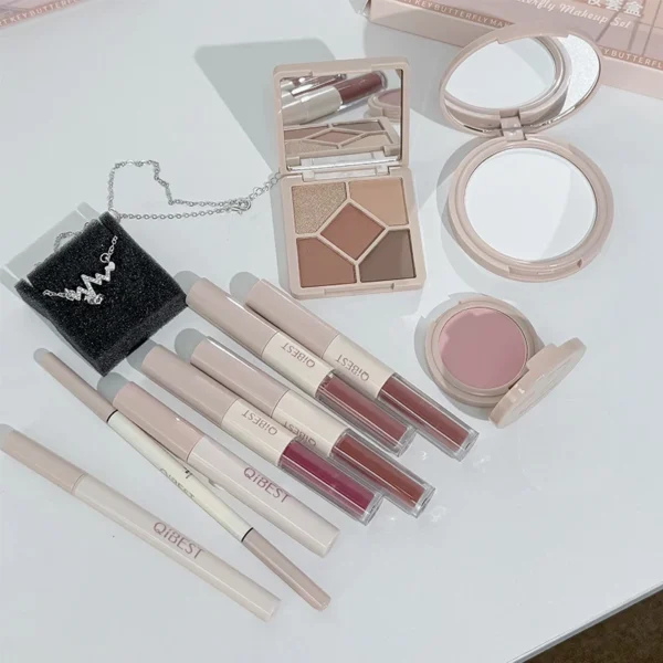 Makeup Gift Box Butterfly Bow Heart Limited Lipstick Powder Blush Eyeshadow Makeup Gift Box Set And Necklace Gifts For Women - Image 3