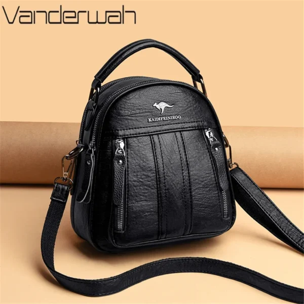 4 In 1 Leather Backpacks Multifunction Female Shoulder Bag Fashion Ladies Small Backpack Travel Bags for Girls New Messenger Sac - Image 4