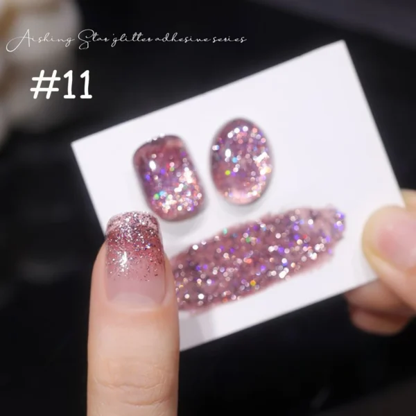 1-12pcs PSK Summer New Popular Super Flash Broken Drill Gel Nail Polish 2025 Wishing Star Sequin Gel Series Nail Art For Party - Image 4