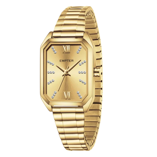 Small Gold Watches for Women Easy Read Ladies Quartz Wrist Watch with Stainless Steel Expansion Band,Waterproof.