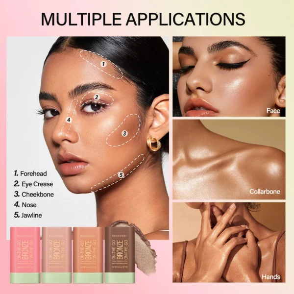 Lakerain Functional Blush Stick Face Makeup Waterproof Easy Color Rouge Blusher Cream High Color Rendering Brightening Skin Tone - Image 3