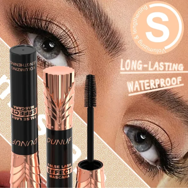 DUNUF 24H Waterproof Mascara Black Silk Fiber Lengthening Eyelash Extension Effect For Voluminous Female Makeup - Image 5