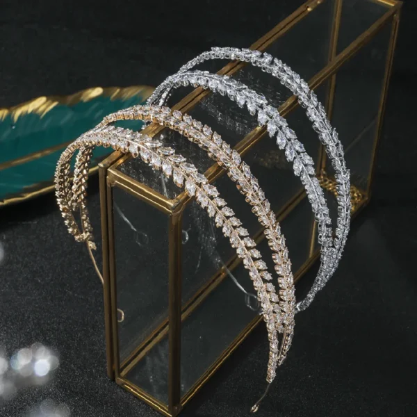 Luxury Bridal Headbands For Wedding Headpiece Cubic Zirconia CZ Bride Crowns Tiaras Women Girl Hairbands Hair Jewelry Headdress - Image 2
