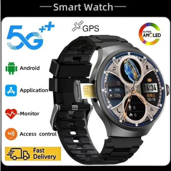 2025 VP50 Ultra 5G Smart Watch – 1.8" Large Screen, 1600mAh Battery, 8MP Rotating HD Camera, Android OS, GPS, WiFi