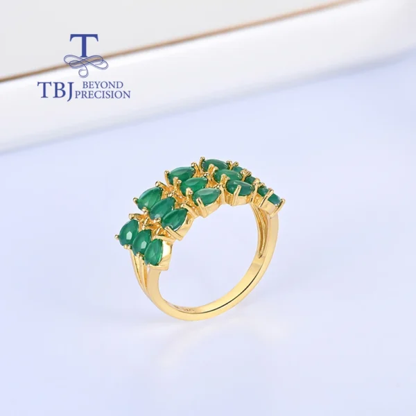 Vintage gorgeous designer Natural green agate gemstone ring Light luxury women and girl anniversary & Birthday & holiday gift - Image 3