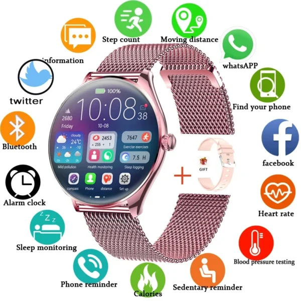 For Android IOS Ultra Thin SmartWatch Women 1.43" AMOLED 466*466 HD Pixel Display Always Show Time Call Reminder men Smartwatch