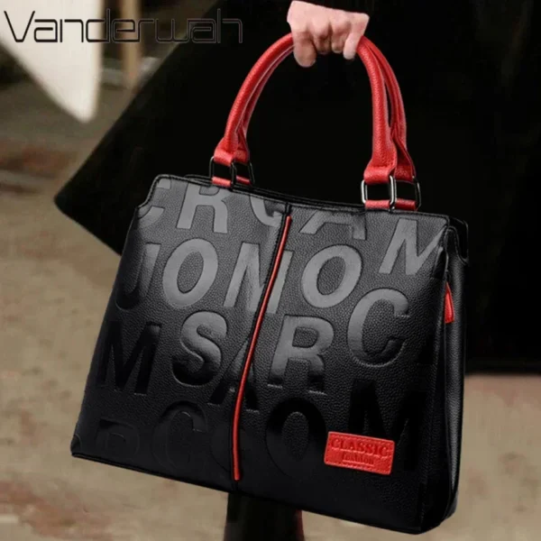 2 Layers Ladies Quality Leather Letter Shoulder Bags for Women 2024 Luxury Handbags Women Bags Designer Large Capacity Tote Bag