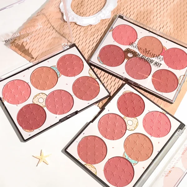 Six-color blush plate girl's heart waterproof matte pearl multi-color nude makeup natural grooming students - Image 5