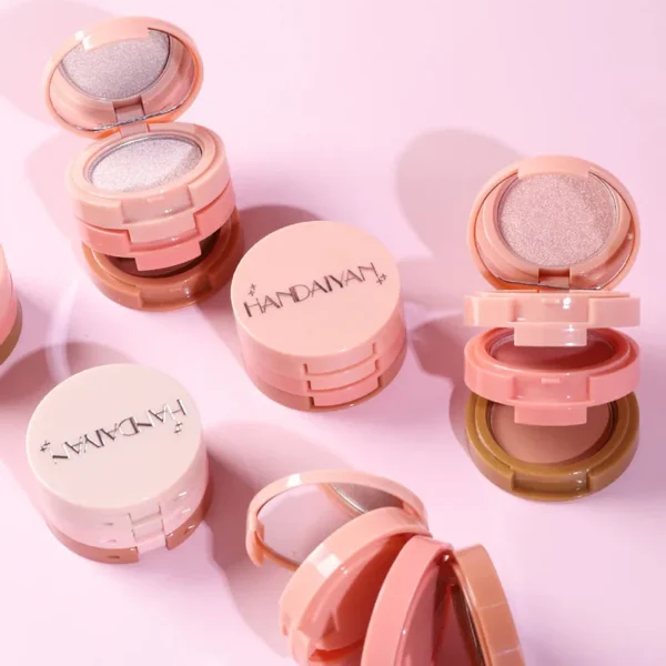 3 In 1 Matte Highlighter Contouring Blush Palette Pearly Shiny Eyeshadow Multifunctional Face Makeup Palette Female Cosmetic - Image 4