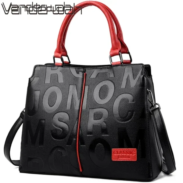 2 Layers Ladies Quality Leather Letter Shoulder Bags for Women 2024 Luxury Handbags Women Bags Designer Large Capacity Tote Bag - Image 6