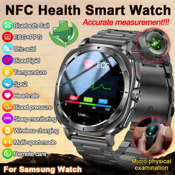 2025 New For Samsung Galaxy Watch 7 Blood Lipids Uric Acid Smart Watch Men Body Analysis ECG+PPG Bluetooth Call NFC Smartwatches