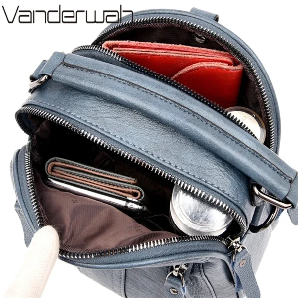4 In 1 Leather Backpacks Multifunction Female Shoulder Bag Fashion Ladies Small Backpack Travel Bags for Girls New Messenger Sac - Image 6