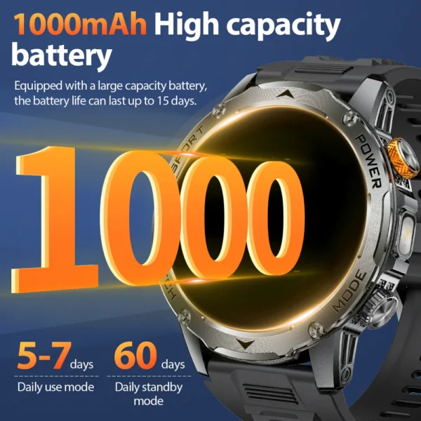 LIGE 2025 New For HUAWEI Xiaomi 1000mah AMOLED Smart Watch Men Sports Fitness LED Flashlight 3ATM Waterproof BT Call Smartwatch - Image 2