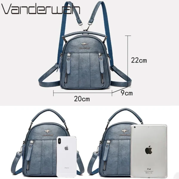 4 In 1 Leather Backpacks Multifunction Female Shoulder Bag Fashion Ladies Small Backpack Travel Bags for Girls New Messenger Sac - Image 5