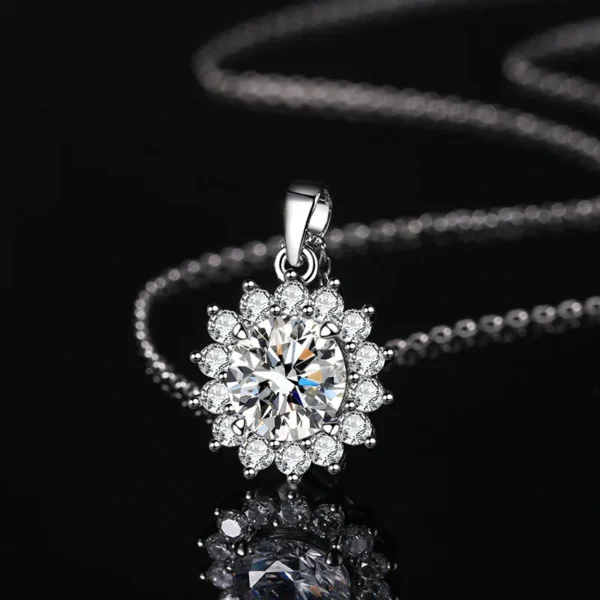 925 Sterling Silver Moissanite Sunflower Necklace Fashion Casual Luxury Design Mother's Birthday Gift for Women Annivers - Image 4