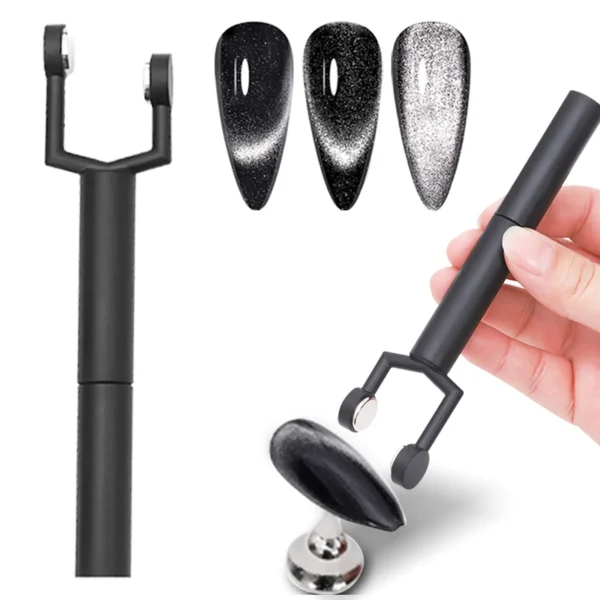 Nail Magnet Tool, Y Shape Nail Magnet Pens for Nail Cat Eye Double Head UV Gel Polish Nail Art Tool Effect Manicure Magnet Stick