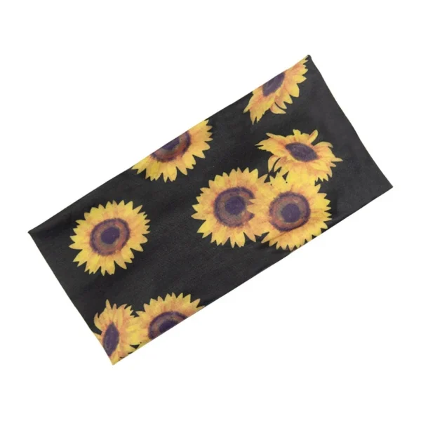 Digital print sunflower pastoral style Widen elastic sports yoga headband hairband - Image 5