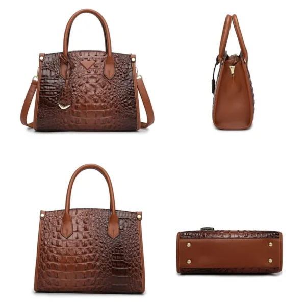 Women's Large Top-Handle Bag Vintage Crocodile Designer Shoulder Bag Quality Leather Crossbody Bag Messenger Commuter Sac A Main - Image 5
