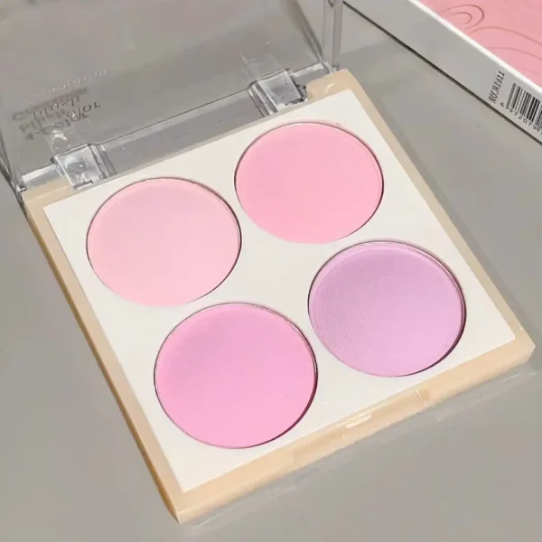 4-color matte blush, peach pink, coral blush powder, Korean low saturation soft fog blush, can lighten, create three-dimensional - Image 3