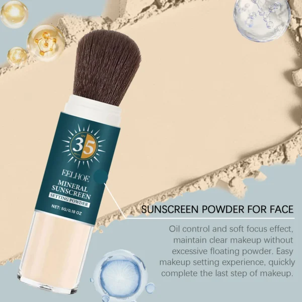 Eelhoe 35+ Sunscreen Setting Powder Oil Controling Keep Drying Highlight Hydrating Makeup 16 Hours Setting Powders for Dark Skin - Image 5