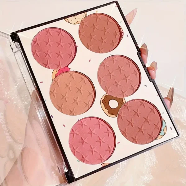 6-color blush palette, matte effect, natural long-lasting, high pigment, daily multi-color makeup set - Image 3