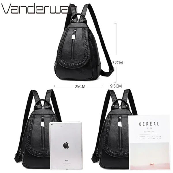 Women Soft Leather Backpacks Vintage Female Shoulder Crossbody Bags Sac A Dos Travel Ladies Bagpack Mochilas School Bag for Girl - Image 5