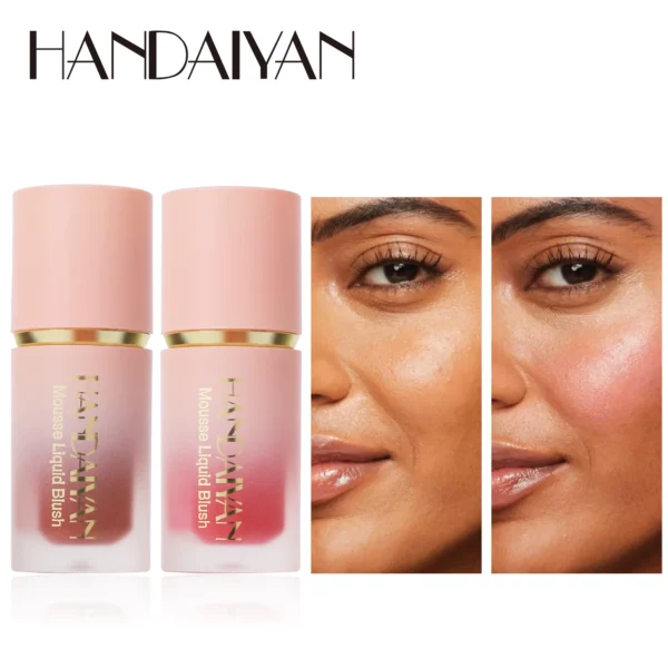 HANDAIYAN 6 Colour Matte Liquid BlushEasy to apply long lasting waterproof blush sponge brush head - Image 5