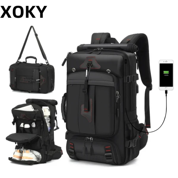 XOKY 80L Travel Backpack Large Capacity Multiple Storage Spaces Anti Theft Backpack with Dry Wet Separation 8106