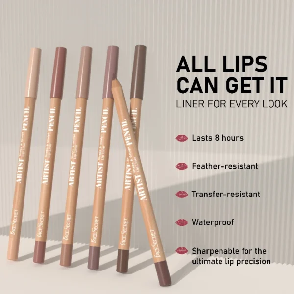 6pcs Face Secret Lip Liner Pencil Set,Ultra-Fine,Smooth Long Lasting Waterproof Matte Velvet,Brown Mixed Color - Image 2